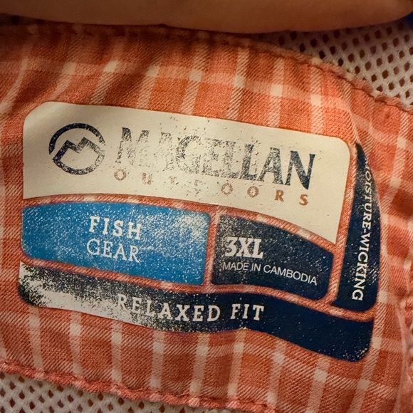 Magellan Outdoors Men's Orange Checkered Shirt - Picture 2 of 2